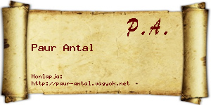 Paur Antal névjegykártya